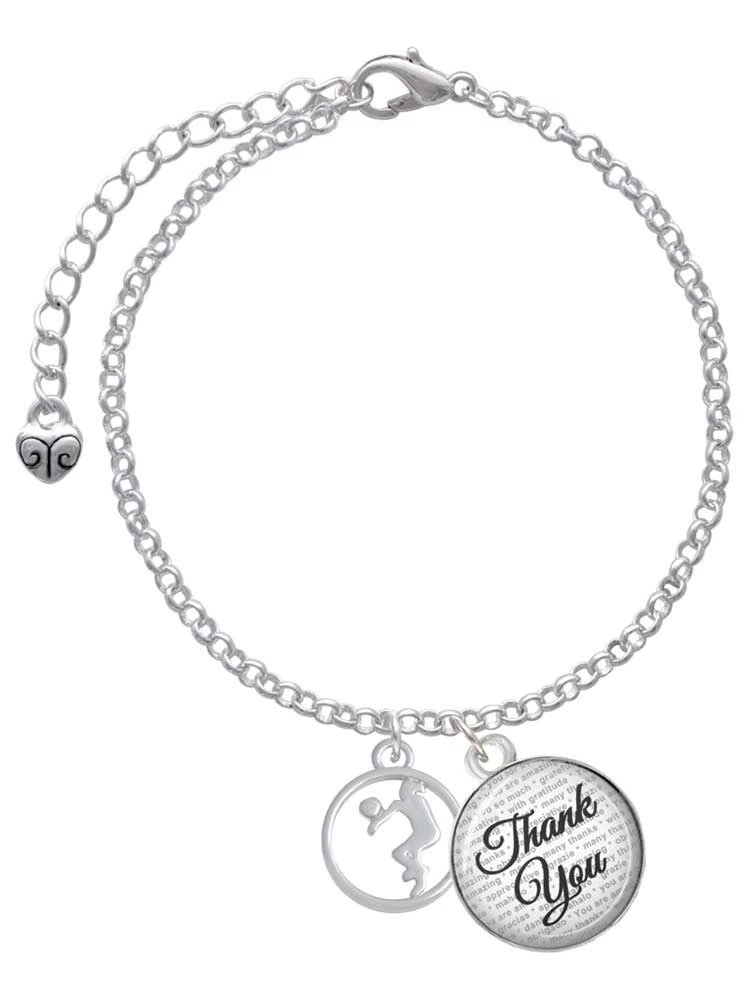 Volleyball Player Silhouette Charm Bracelet, 6"+2" F421