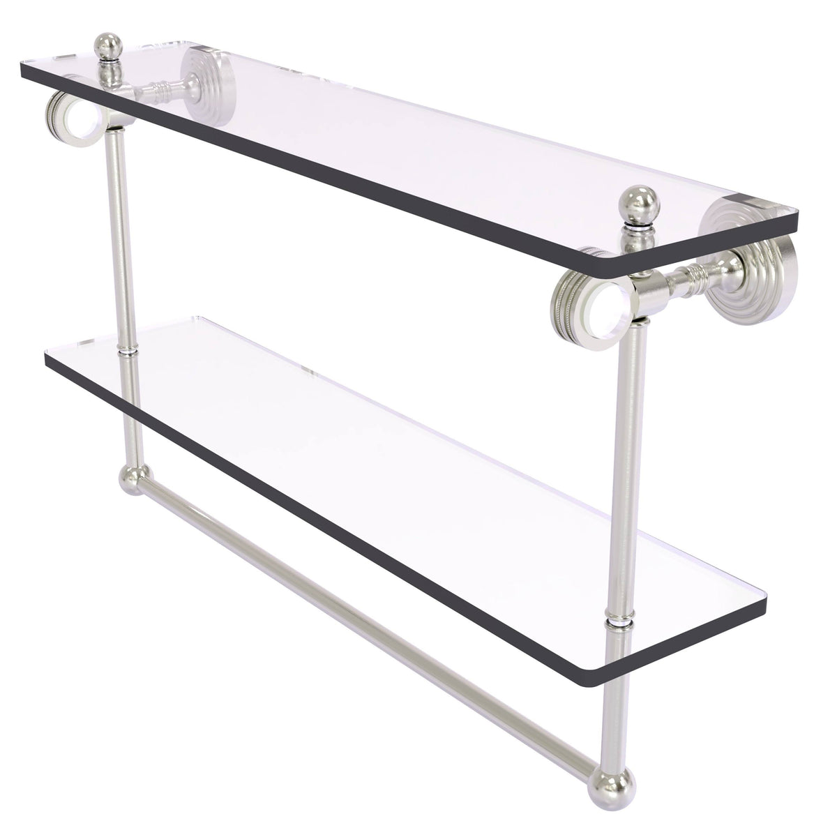 Double Glass Shelf with Towel Bar - Satin Nickel / 22 inch V97374