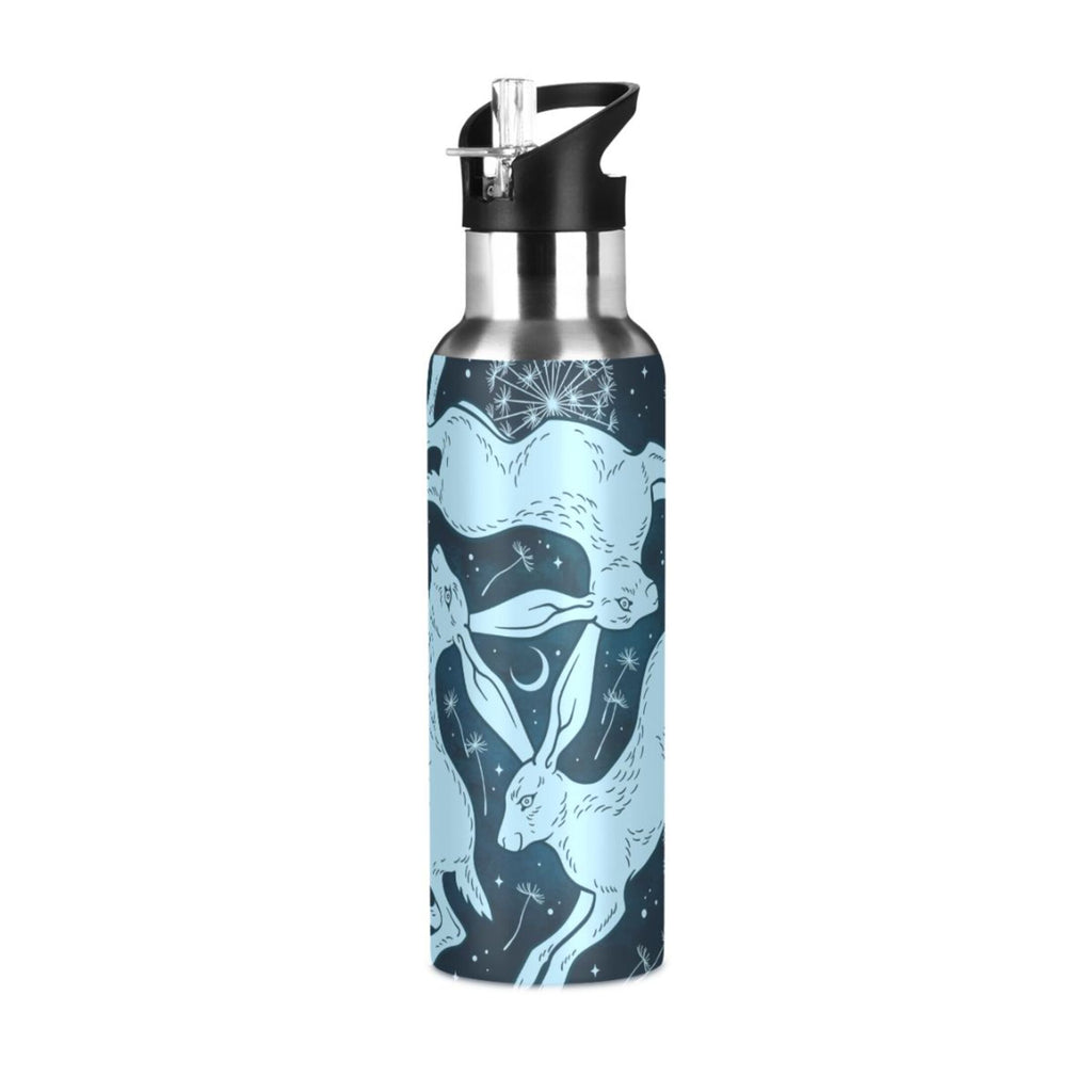 Blue Stainless Steel Insulated Water Bottle with Straw Lid J6705
