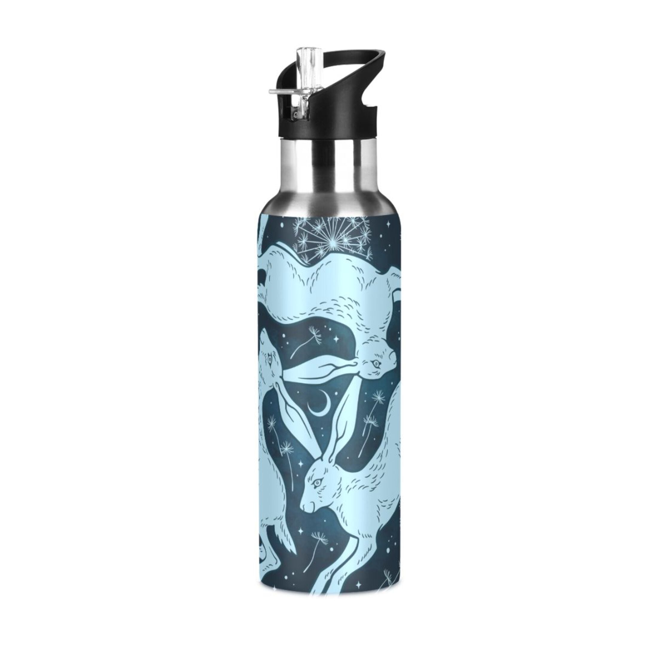 Blue Stainless Steel Insulated Water Bottle with Straw Lid J6705