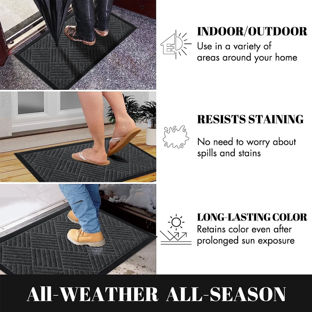 24''x35.4'' Gray Rubber Backing Doormat I6593