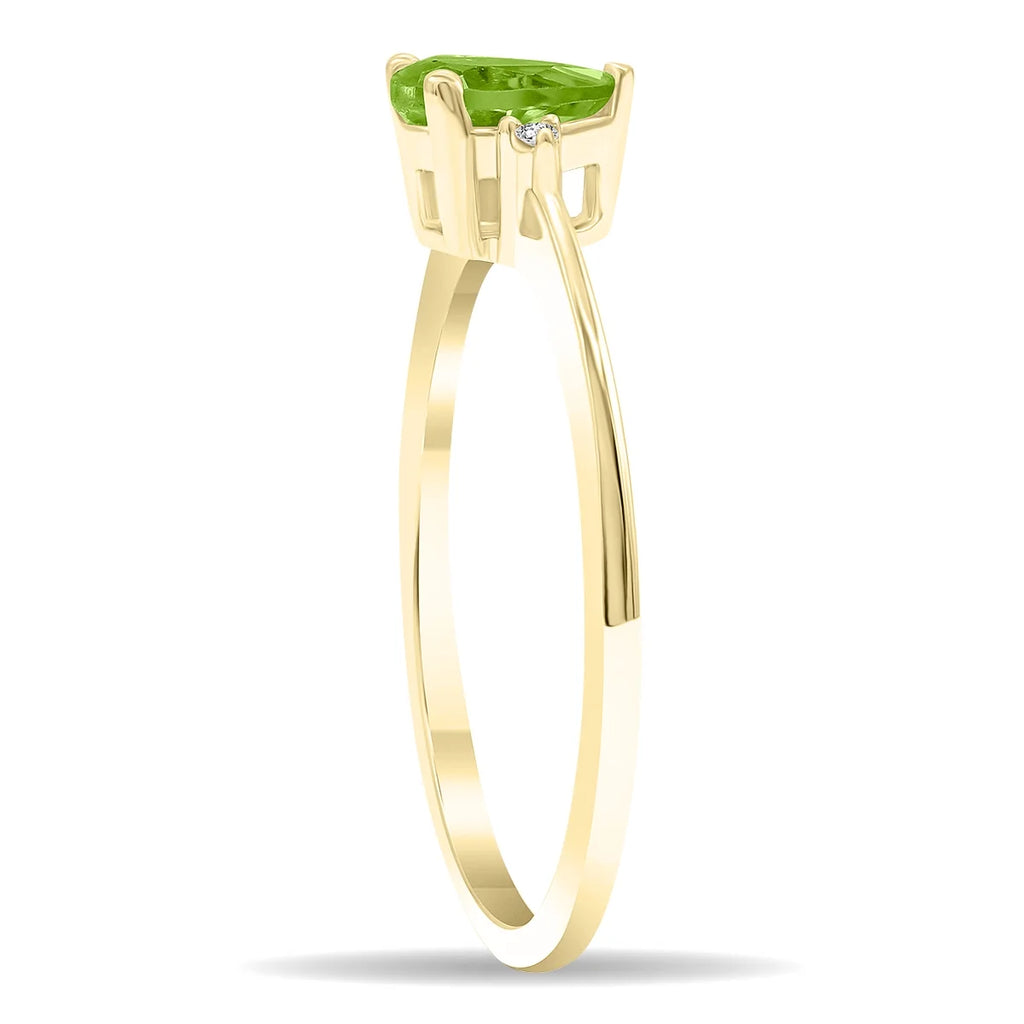 Pear Shaped Peridot and Diamond Band in 10K Yellow Gold I4444