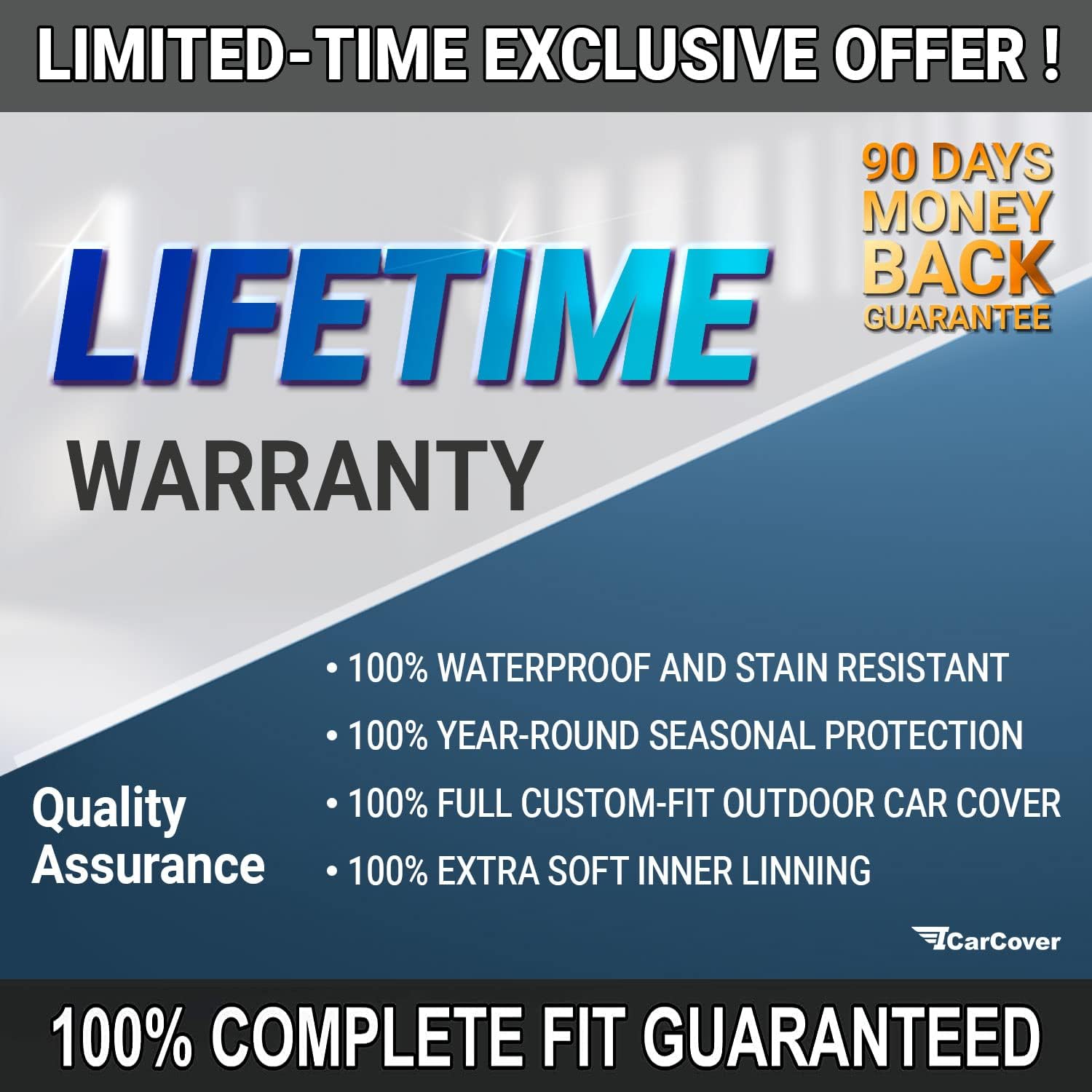 Full Car Cover Waterproof All Weather Resistant Custom Outdoor Indoor Sun Snow Storm Protection Form-Fit Padded Cover with Straps L4167