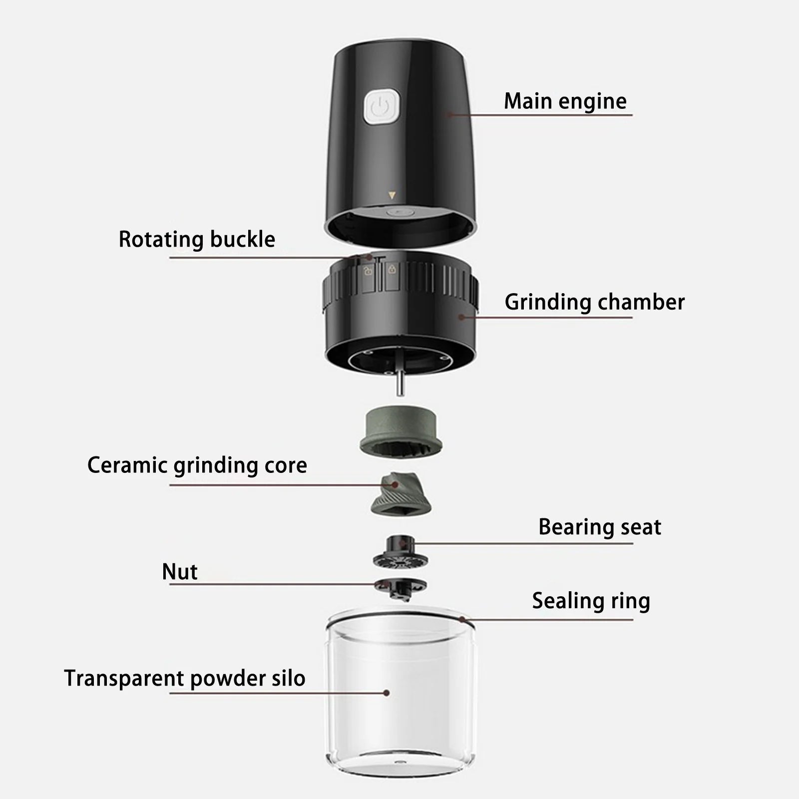 Black Cordless Electric Burr Coffee Grinder E208
