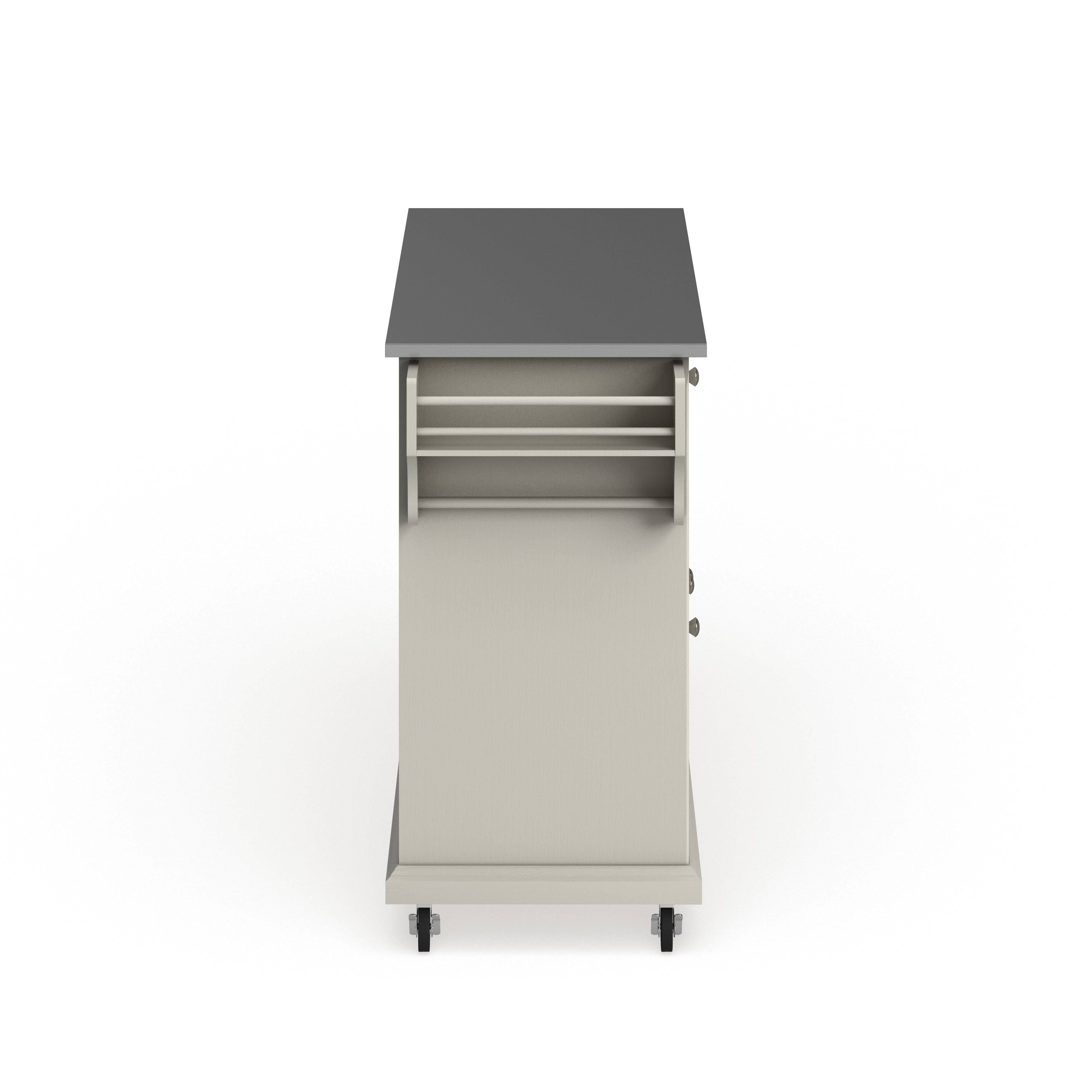 White Finish Stainless Steel Top Kitchen Cart and Island S559556