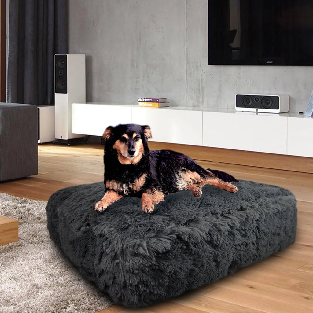 Large 46 inch x 35 inch Grey Faux Fur Pet Bed R45867
