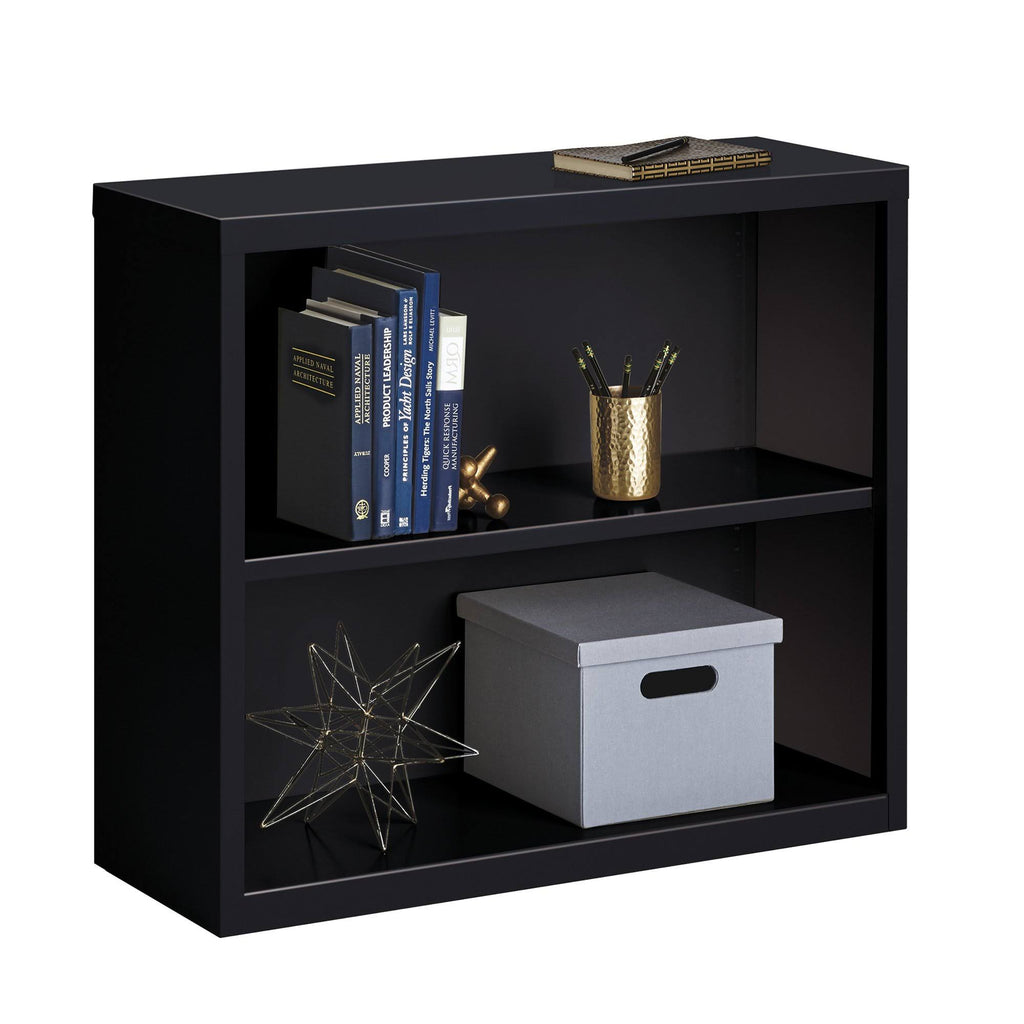 Black 2-Shelf Metal Bookcase B35939