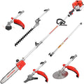 Gas Pole Saw 45CC 2-Cycle 8.2 FT to 11.4 FT Extension 5 in 1 Weeder Eater Hedge Trimmer Chainsaw Brush Cutter 3T Blade Z4611