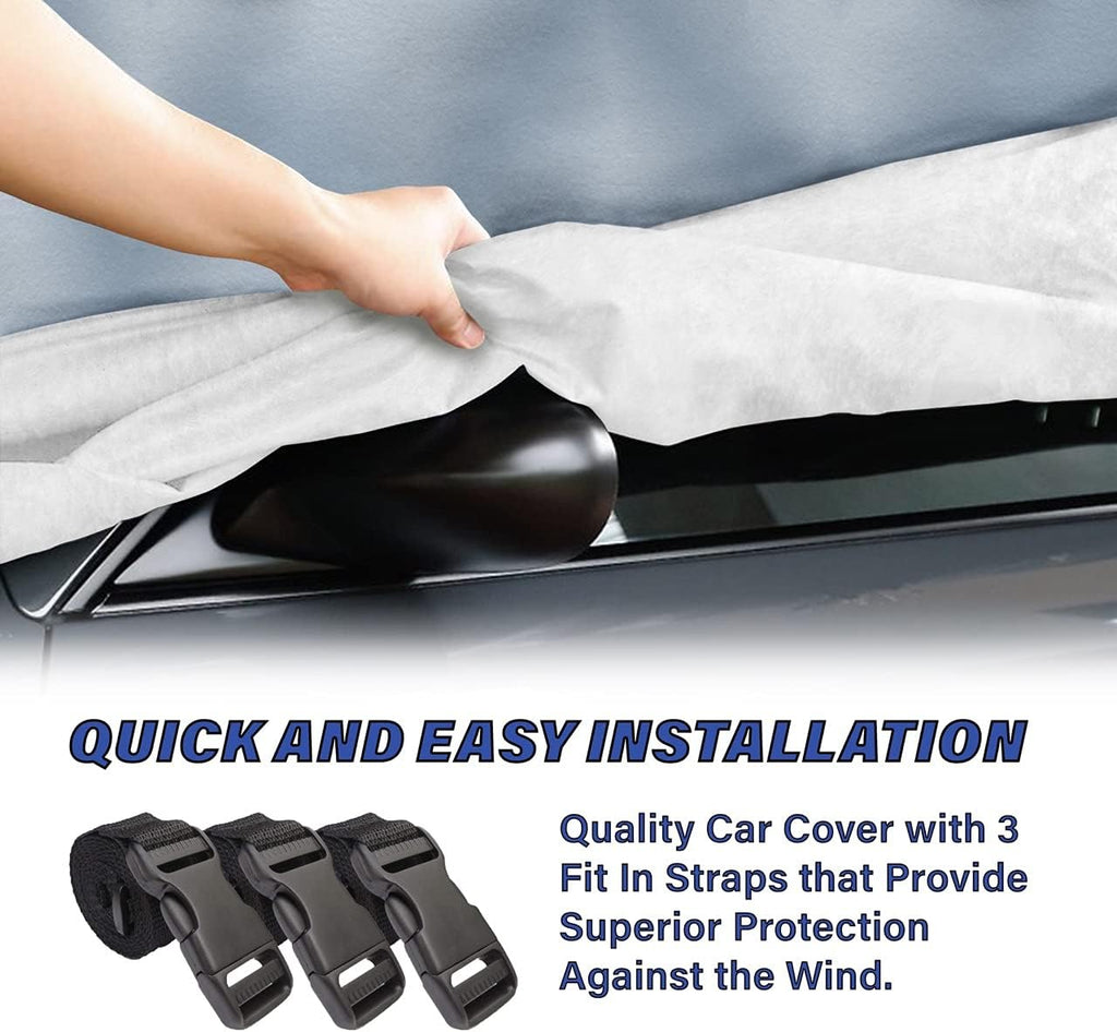 Full Car Cover Waterproof All Weather Resistant Custom Outdoor Indoor Sun Snow Storm Protection Form-Fit Padded Cover with Straps L4167