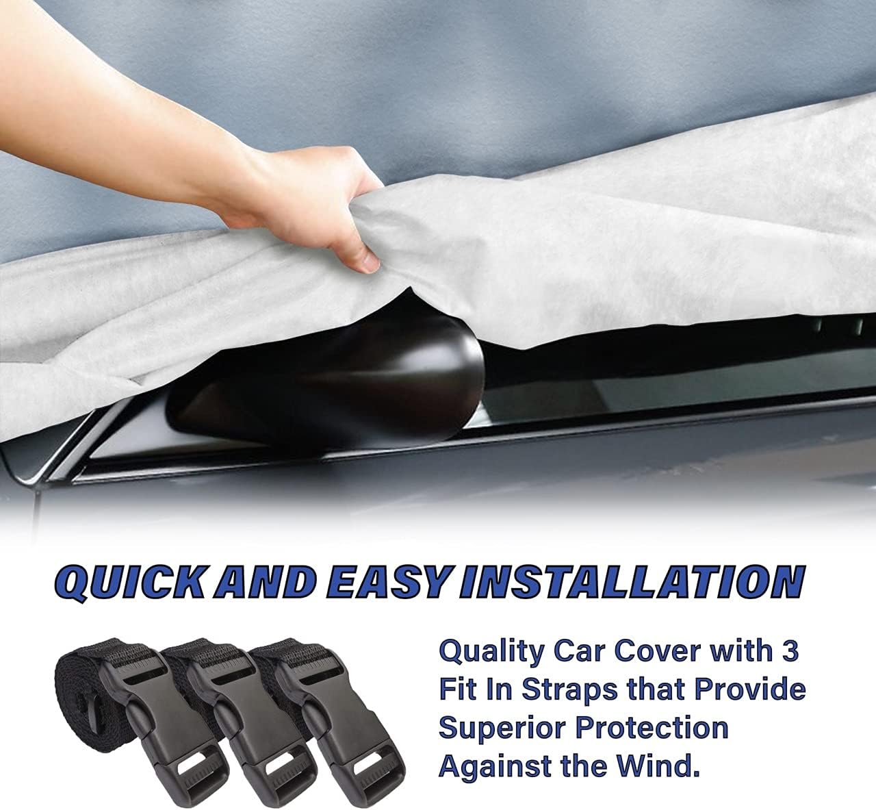 Full Car Cover Waterproof All Weather Resistant Custom Outdoor Indoor Sun Snow Storm Protection Form-Fit Padded Cover with Straps L4167