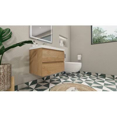 30x22 Wall-Mounted Single Bathroom Vanity Set New England Oak G66035