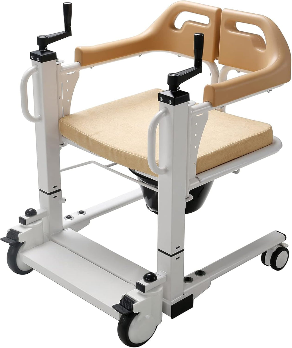 Patient Lift Wheelchair with 180 Split Seat, Bedside Commode D51046