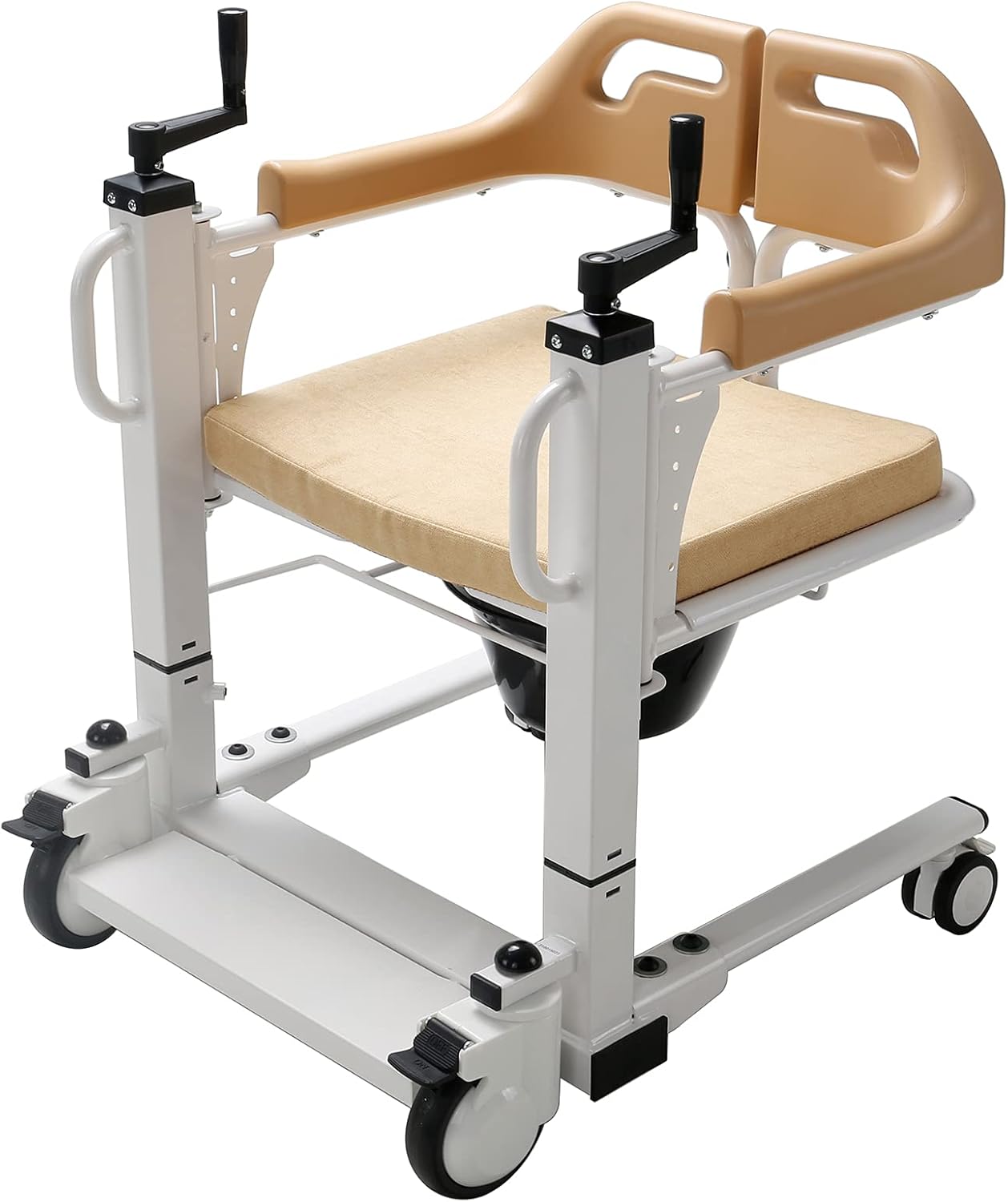 Patient Lift Wheelchair with 180 Split Seat, Bedside Commode D51046