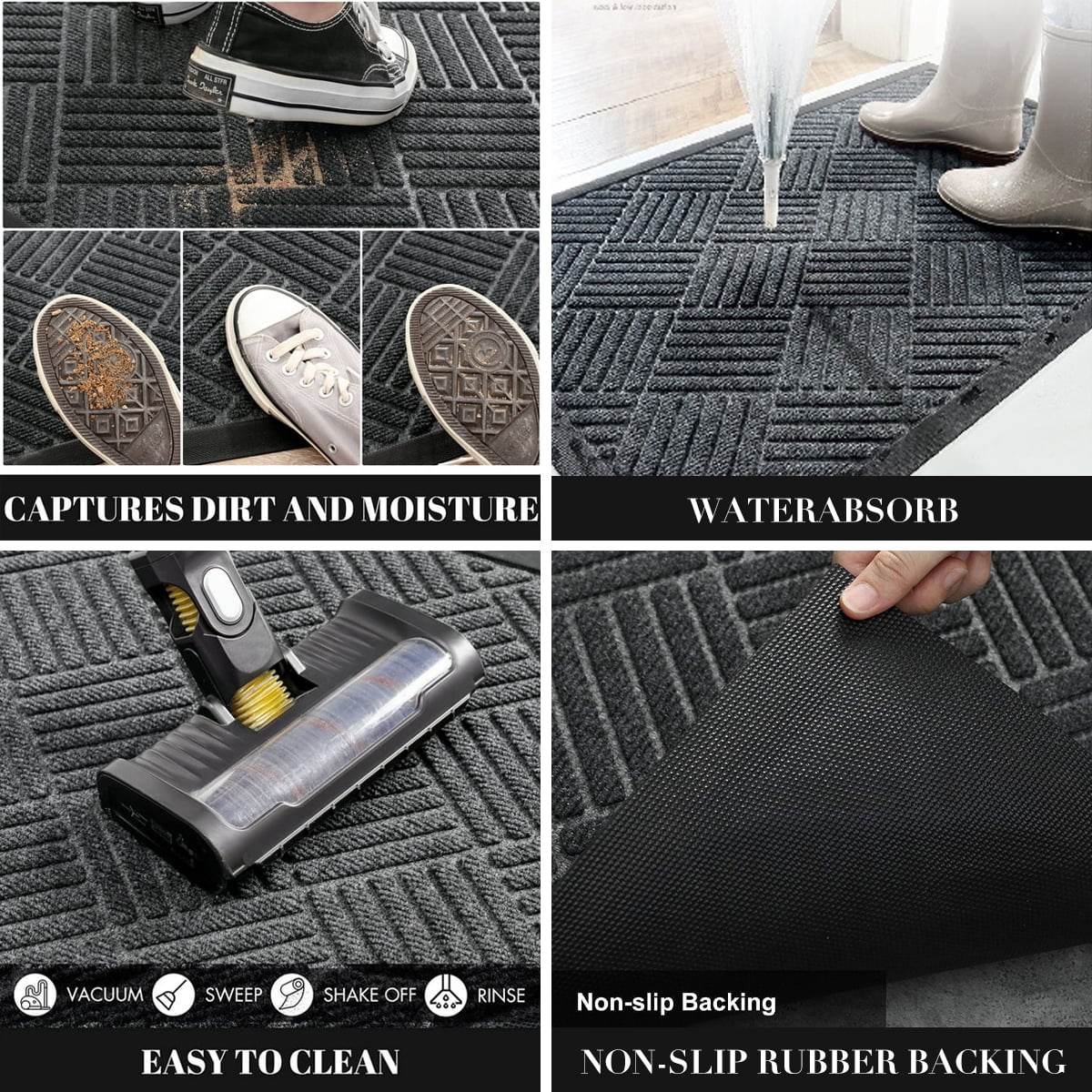 24''x35.4'' Gray Rubber Backing Doormat I6593