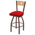 Swivel Counter Stool with Bronze Finish and Red Seat X666