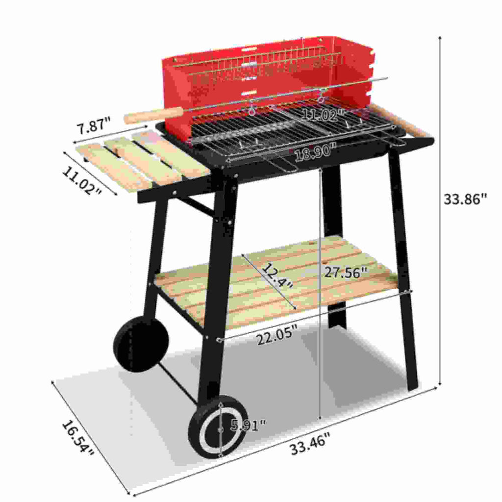 Black Red Enamel Charcoal Oven N549