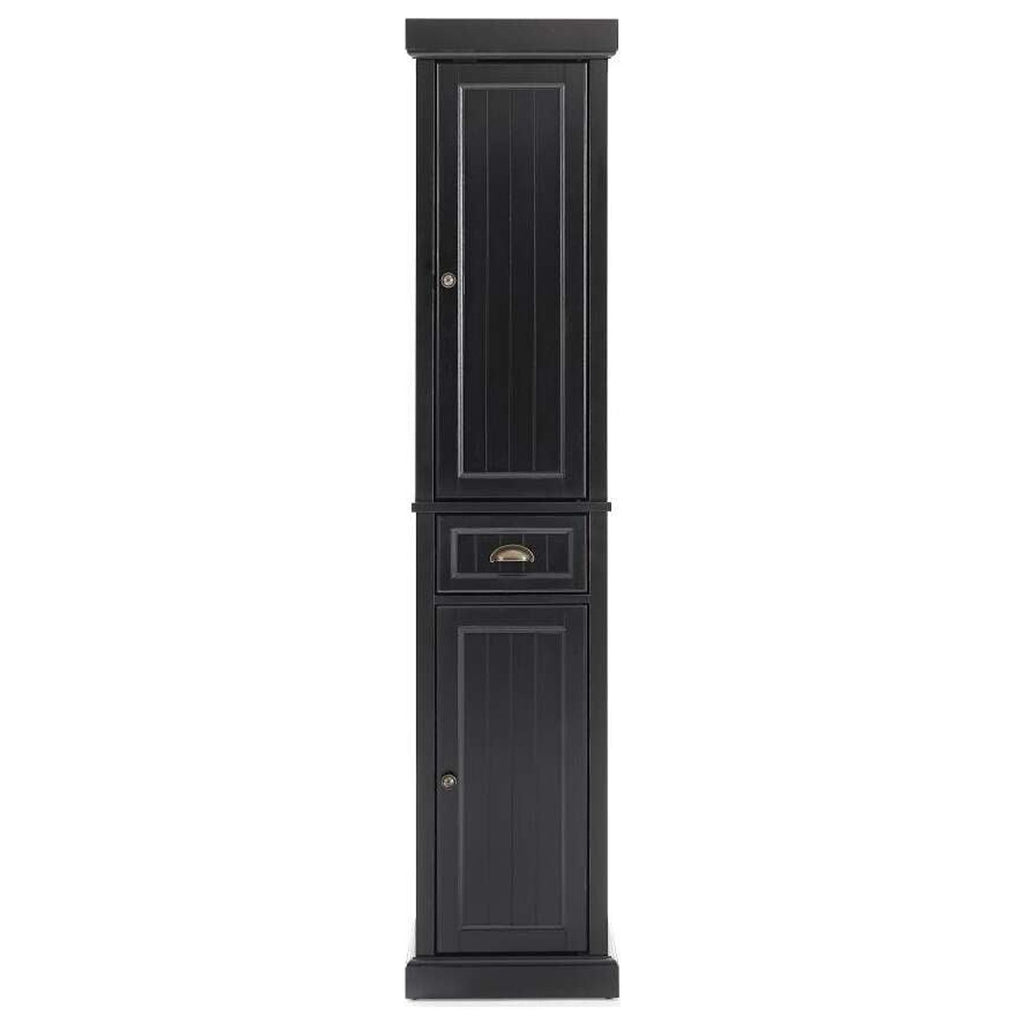 Distressed Black Wood Linen Cabinet E8058