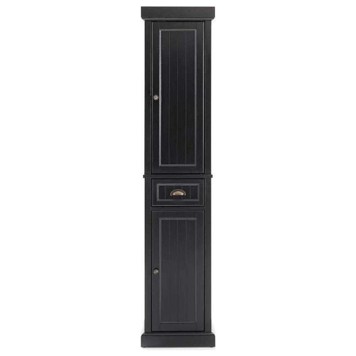 Distressed Black Wood Linen Cabinet E8058