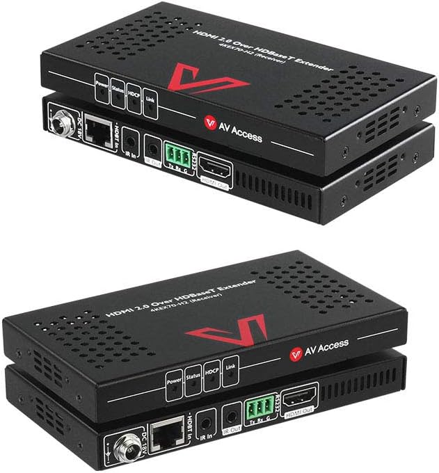 HDMI 2.0 Extender HDBaseT, 4K60Hz HDR10+ YUV4:4:4 18Gbps Over Cat5e/6/6a/7, HDCP2.2, Dolby Atmos & DTS:X, 2-Way PoE+IR+RS232+CEC HDMI Transmitter and Receiver F68961