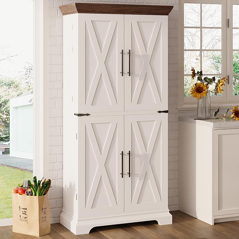 9 Shelves 4 Barn Doors Kitchen Pantry Cabinet Q8317