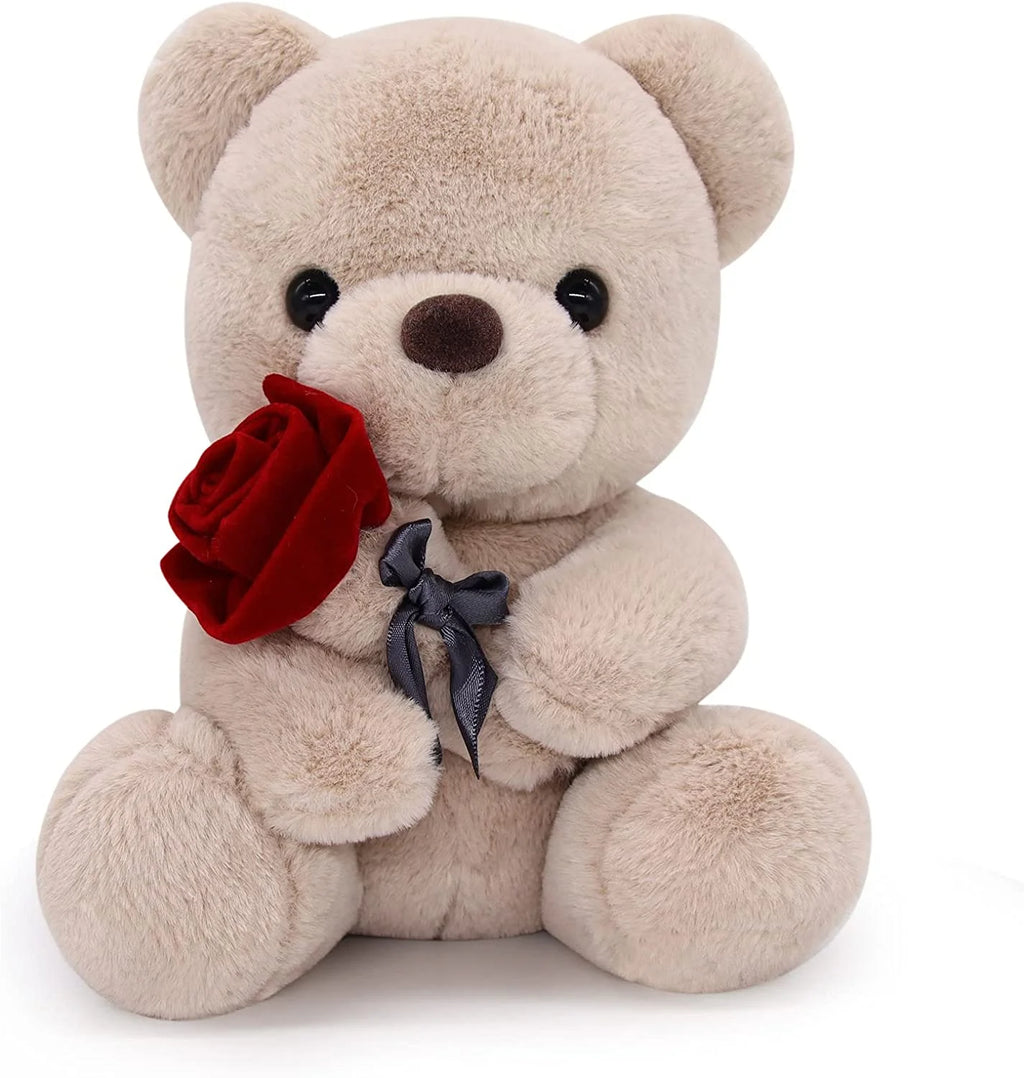 10 Inch Teddy Bear Plush Stuffed Animal with Rose Y33992