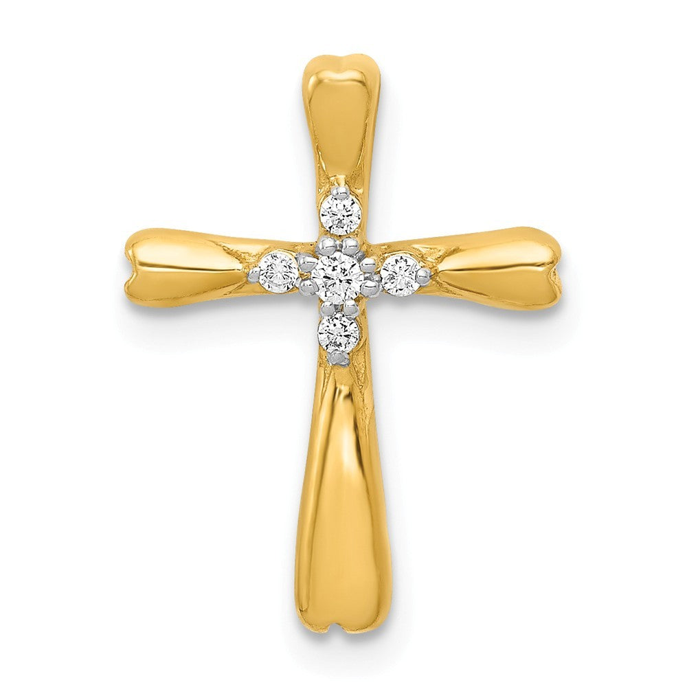 14k Gold Diamond Cross Pendant Necklace Q441