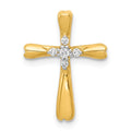 14k Gold Diamond Cross Pendant Necklace Q441