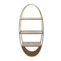 Oval 36x22 Wood and Metal Wall Shelf, White Wash I575
