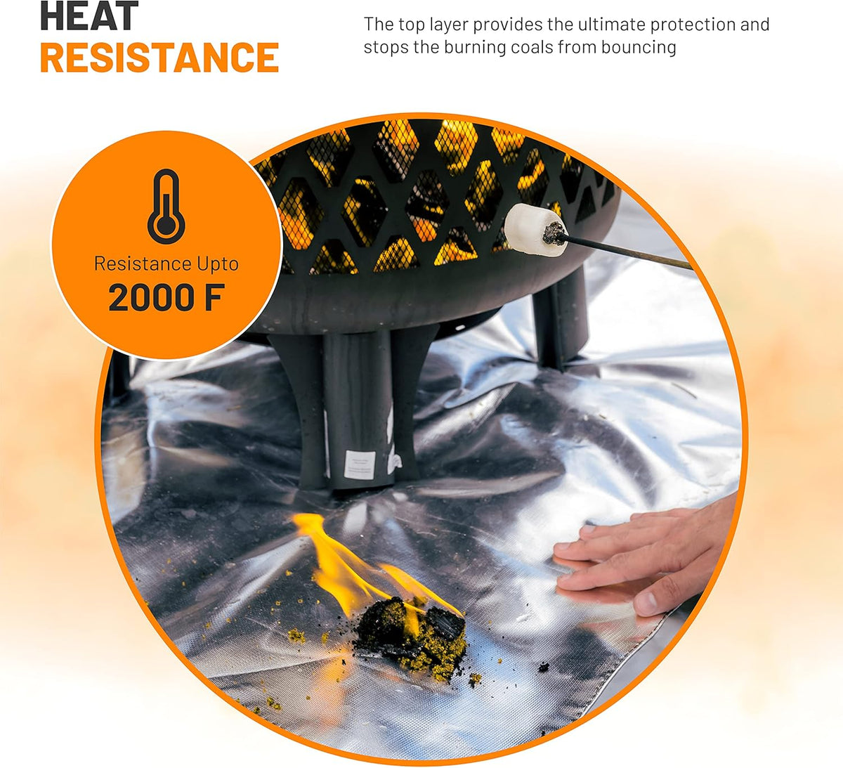 4 Layers Fire Pit Mats 67 × 60 Square Fireproof Mat G656738