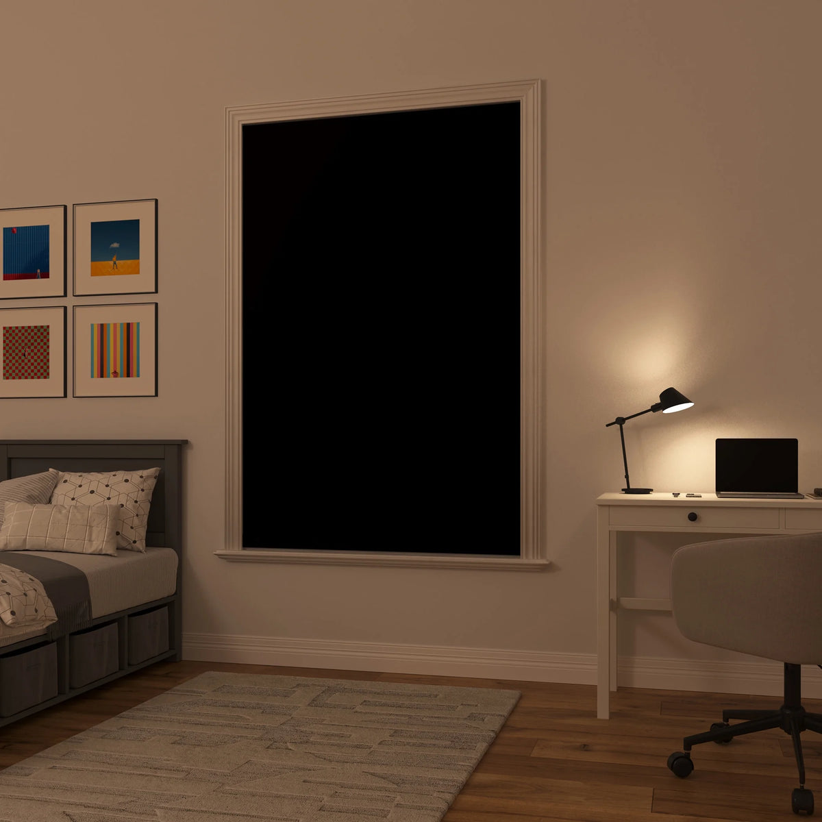 100% Blackout Suction Cup Curtain Panel, 50"x78", Black A7618