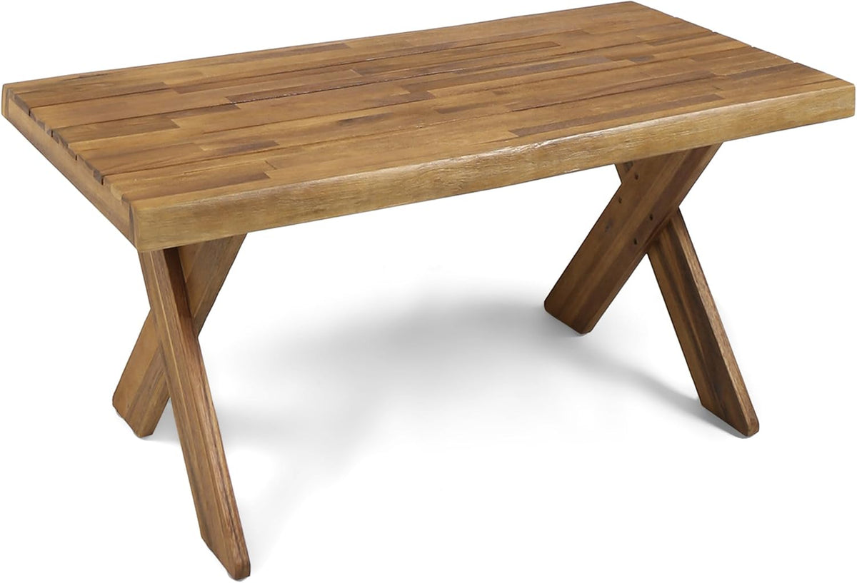 Acacia Wood Coffee Table, Sandblast Teak Finish J926