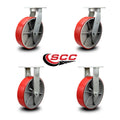 Red Polyurethane Tread Swivel Caster with Bolt on Swivel Lock O1715