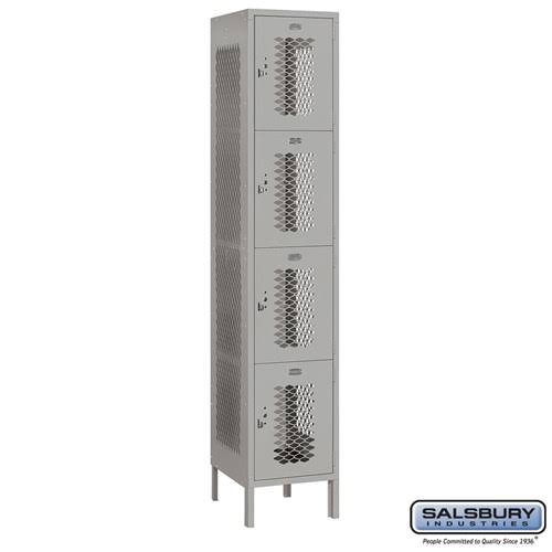 Four Tier Extra Wide Vented Metal Locker, Gray T74191