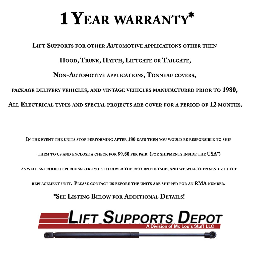 Qty (2) Camper Rear Window Tonneau Cover Universal Lift Support V94212