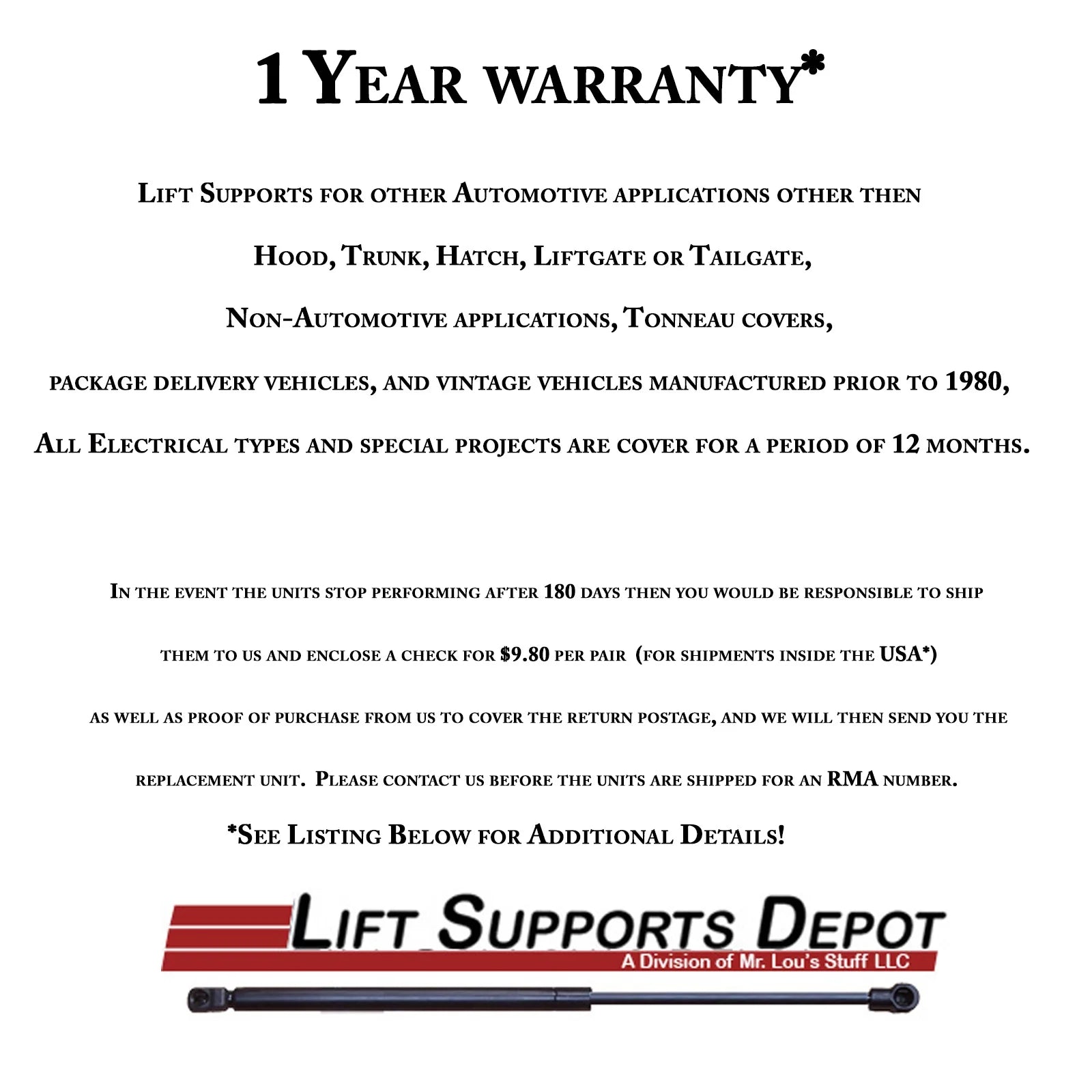 Qty (2) Camper Rear Window Tonneau Cover Universal Lift Support V94212