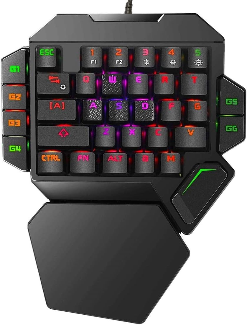 One Handed Mechanical Gaming Keyboard with Wrist Rest Q720