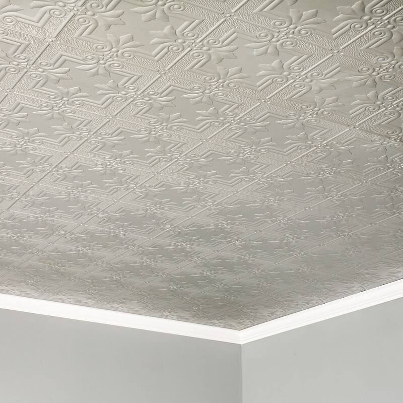 Argent Silver Decorative Vinyl Glue Up Ceiling Tile 5 Pack G580