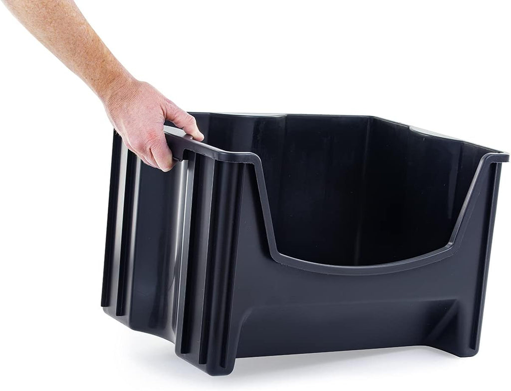 Black Pack of 3 Stackable Storage Bins F476