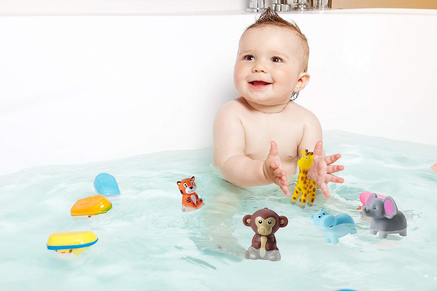 12 Pack Vinyl Safari Jungle Animals Bath Tub Toy F742