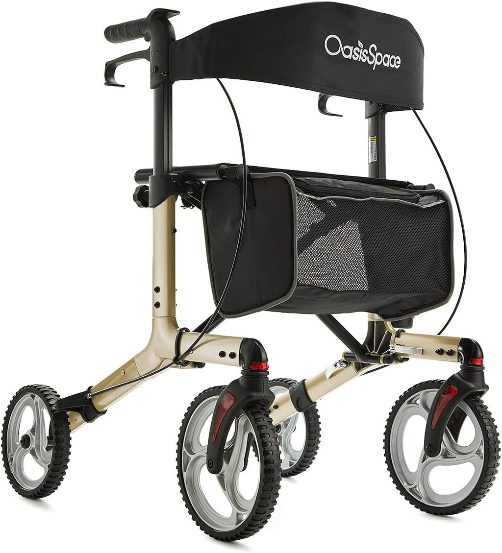 Aluminum Rollator Walker with Seat, 10'' Wheels, Compact Folding Design, Carry Bag A575