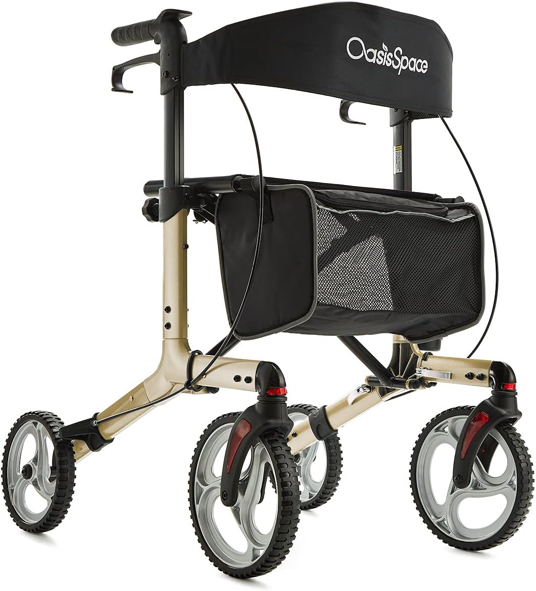 Aluminum Rollator Walker with Seat, 10'' Wheels, Compact Folding Design, Carry Bag A575
