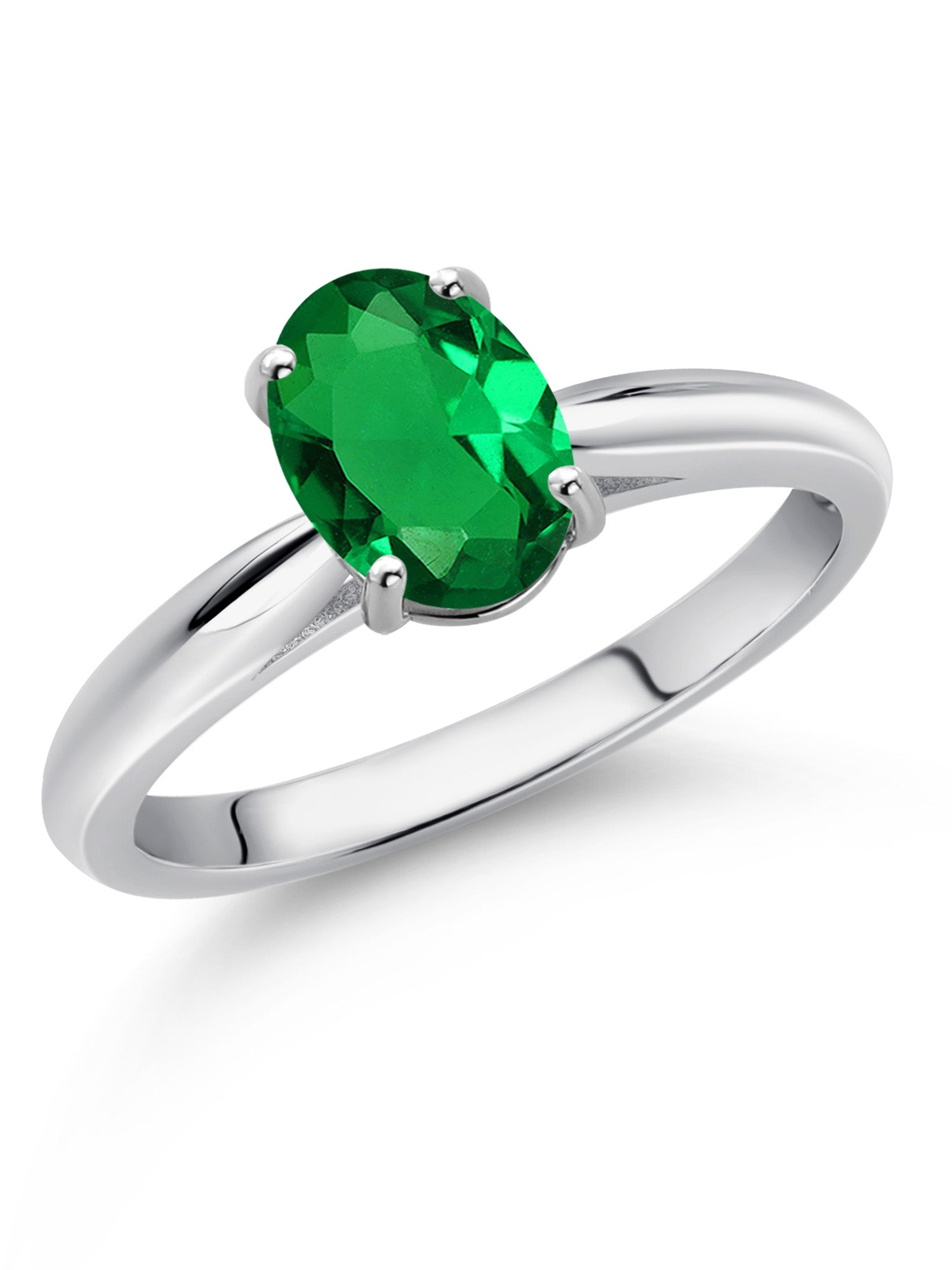 10K White Gold Green Nano Emerald Solitaire Engagement Ring H939510
