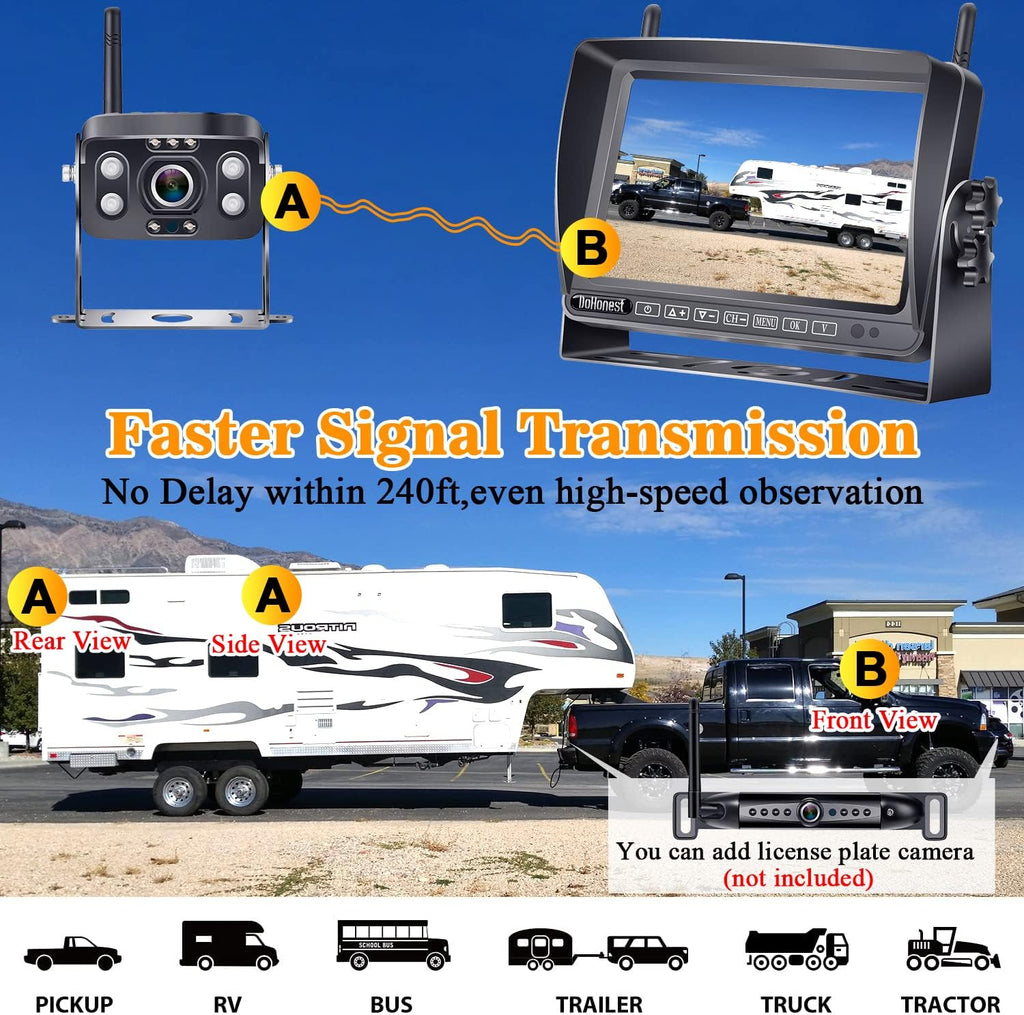 Wireless HD 1080P Backup Camera with 7" Touch Key DVR Monitor U25180