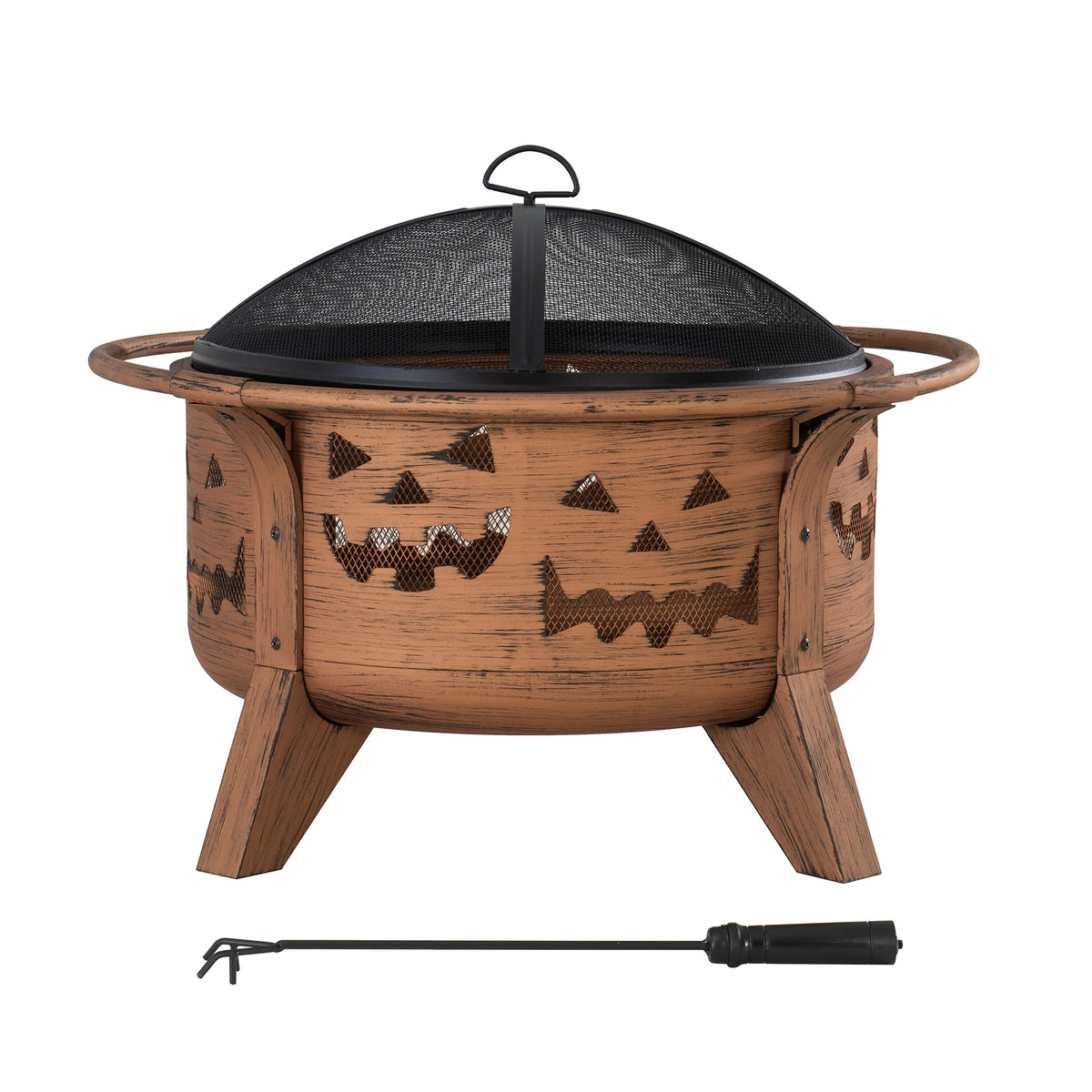 30 in. Outdoor Wood-Burning Steel Fire Pit with Spark Screen and Poker Q736
