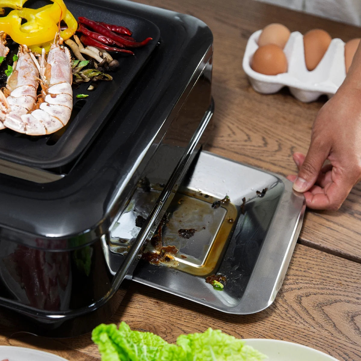 Alloy Steel BBQ Grill with Non-Stick Coating Black H596487