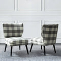 Grey Buffalo Plaid Side Chair with Black Base, Set of 2 V431429