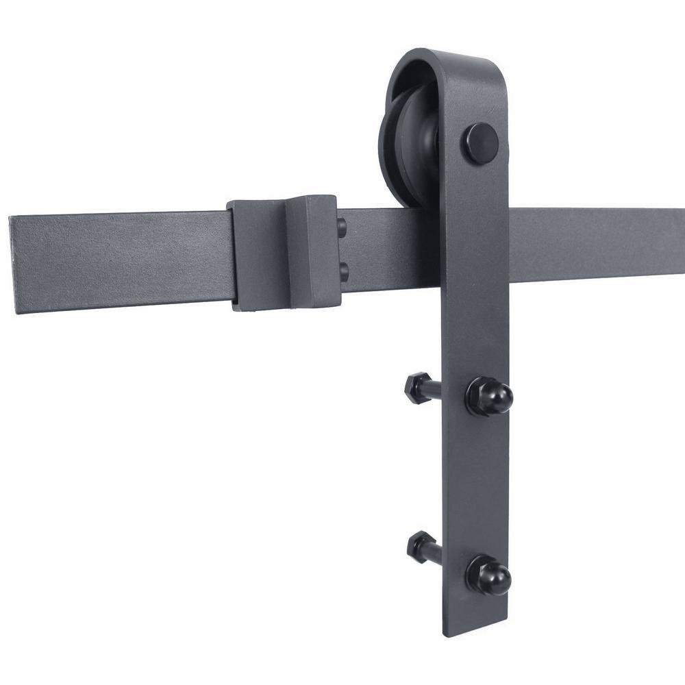 Charcoal Black Solid Wood Interior Sliding Barn Door with Hardware Kit A240