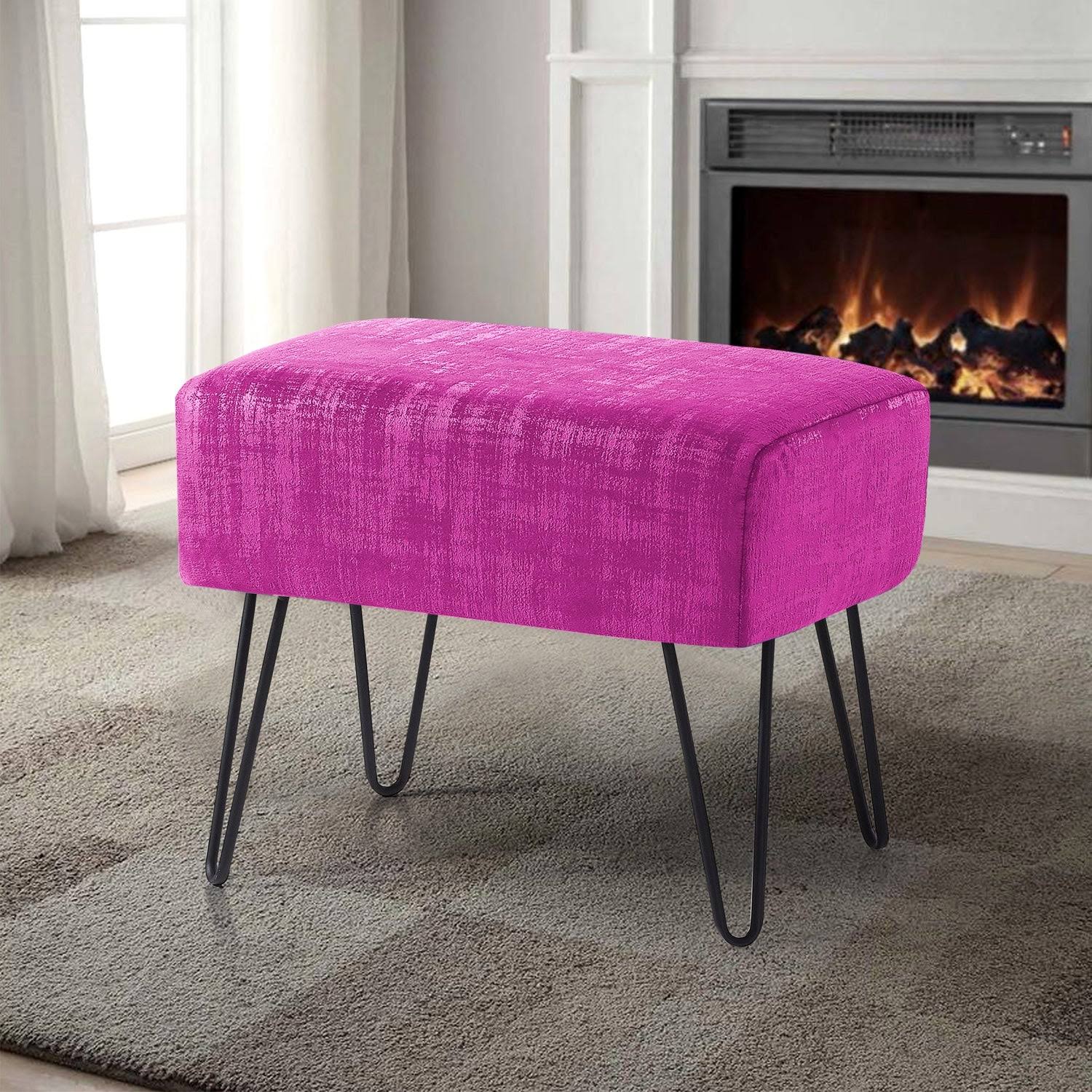 Textured Velvet Ottoman J1588