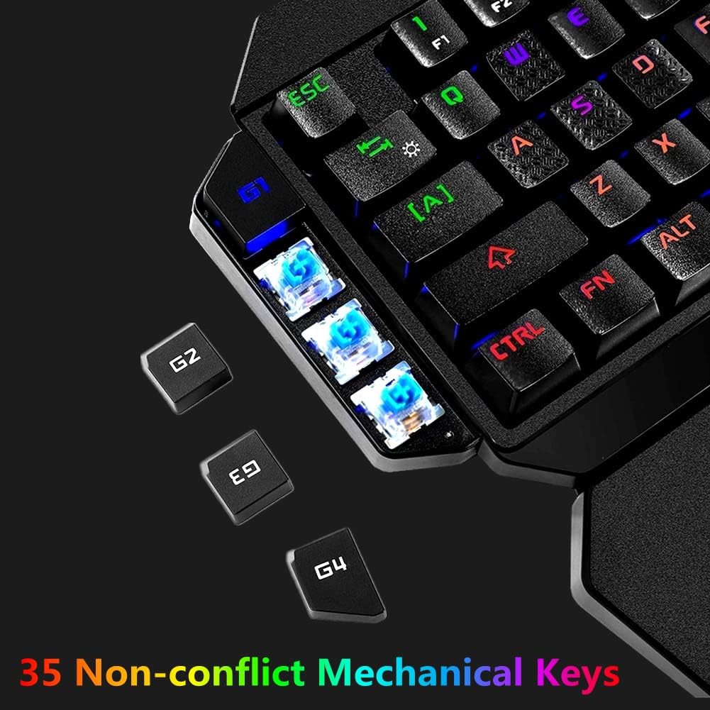 One Handed Mechanical Gaming Keyboard with Wrist Rest Q720