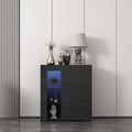Black LED Buffet Cabinet with 3-Tiers Storage Shelf D7746